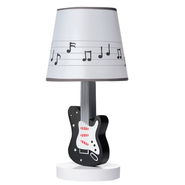 Lambs & Ivy Rock Star Guitar Lamp with White Musical Notes Shade & Bulb