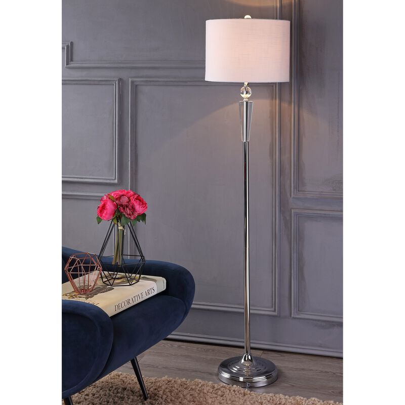 Reese 59.5" Crystal LED Floor Lamp, Clear/Chrome