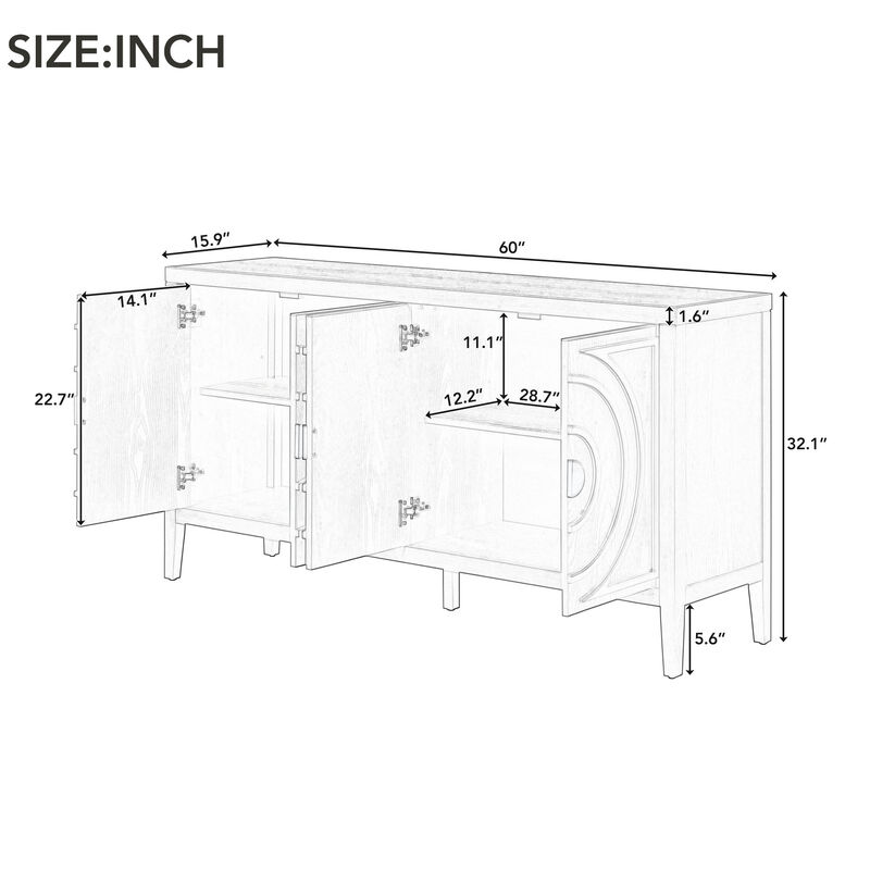 Merax Retro Circular Groove Door Sideboard