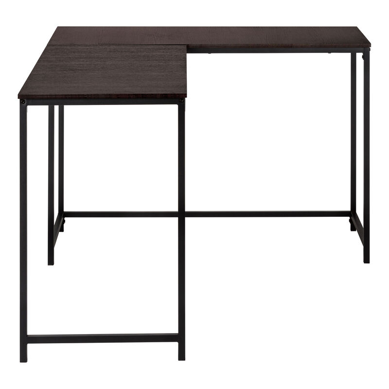 Monarch Specialties I 7390 Computer Desk, Home Office, Corner, 58"L, L Shape, Work, Laptop, Metal, Laminate, Brown, Black, Contemporary, Modern