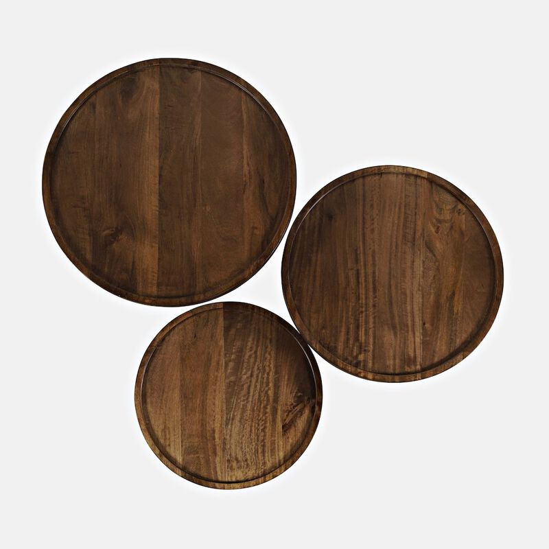 Jofran Knox Mid-Century Modern Solid Hardwood Round Accent Tables (Set of 3)