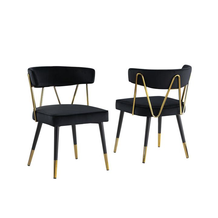 Aireys Black Velvet Armless Chair with Gold Accents (Set of 2)