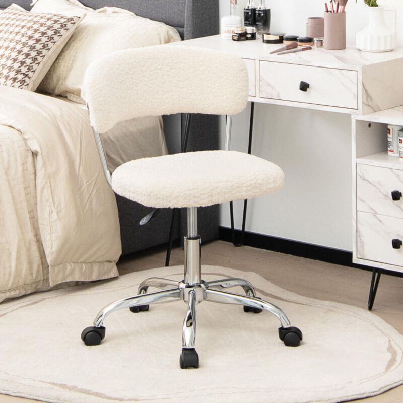 Hivvago Computer Desk Chair Adjustable Sherpa Office Chair Swivel Vanity Chair