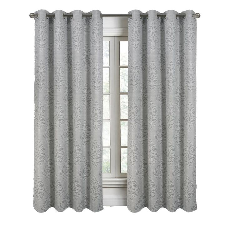 RT Designers Collection Dorian Jacquard Grommet Blackout Window Curtain Panel 54" x 84" Silver