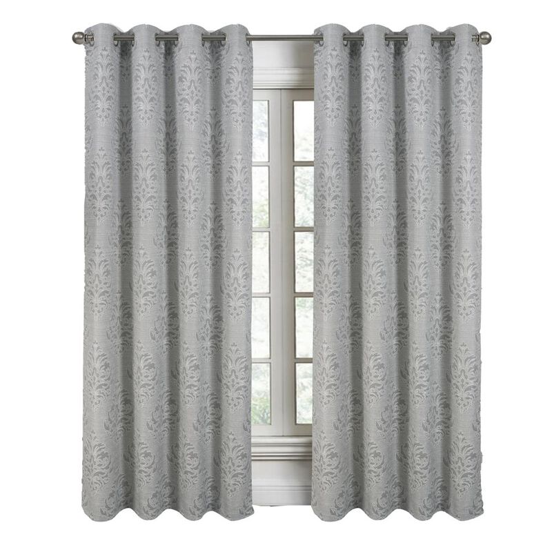 RT Designers Collection Dorian Jacquard Grommet Blackout Window Curtain Panel 54" x 84" Silver