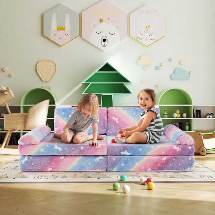 Hivvago Modular Kids Play Couch Glow in the Dark Toddler Sectional Sofa