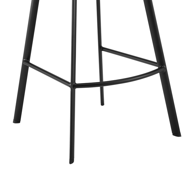 Aura Gray Faux Leather and Black Metal Swivel Bar Stool