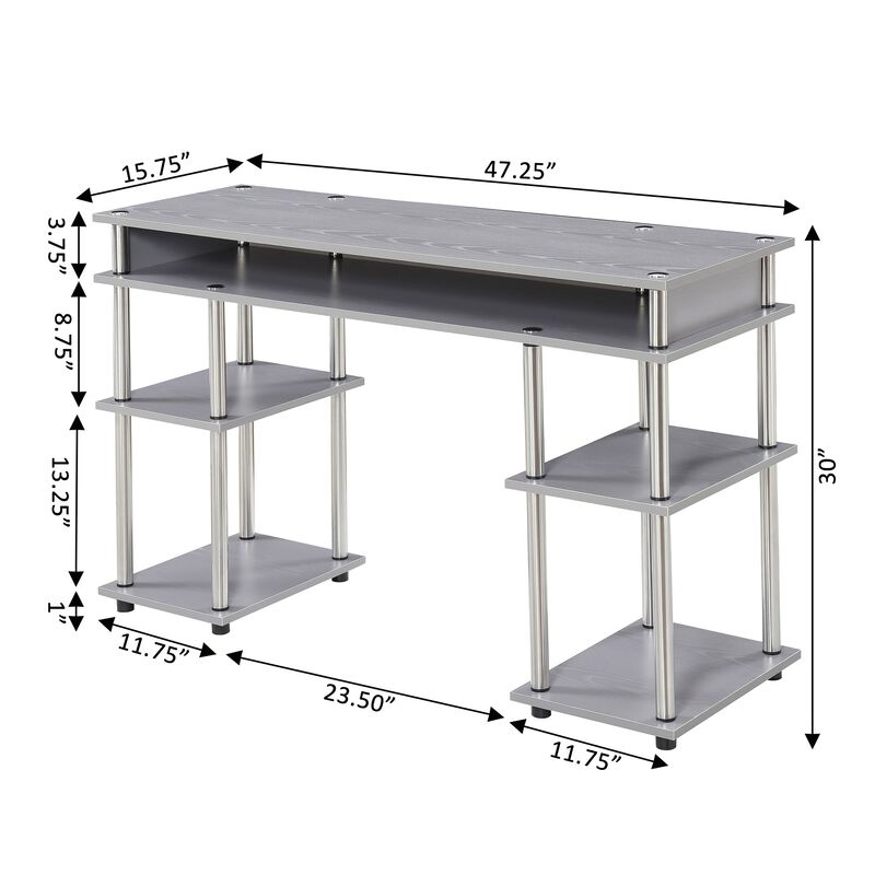 Convenience Concepts Designs2Go No Tools Student Desk with Shelves