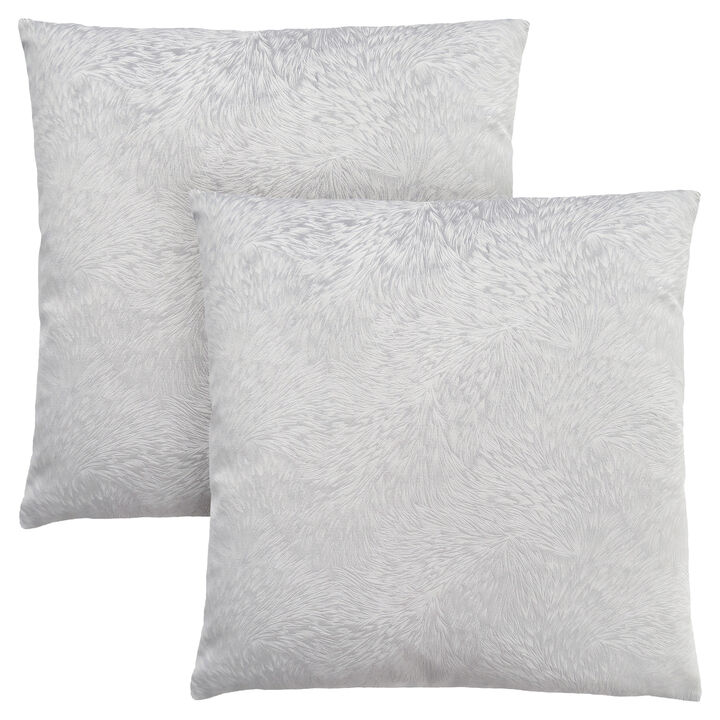 Monarch Specialties I 9321 Pillows, Set Of 2, 18 X 18 Square, Insert Included, Decorative Throw, Accent, Sofa, Couch, Bedroom, Polyester, Hypoallergenic, Grey, Modern