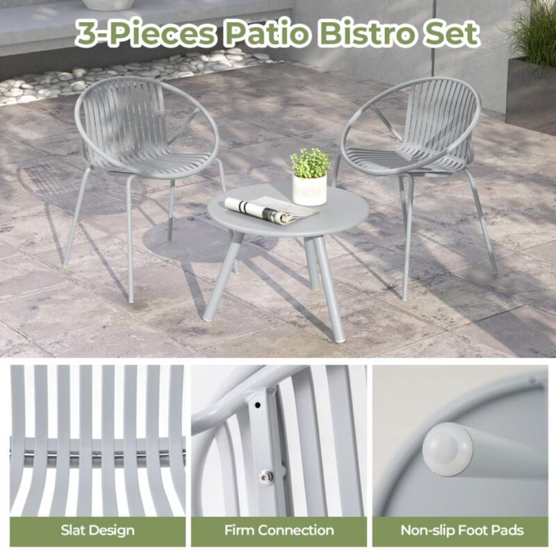 Hivvago All Weather PP Patio Conversation Set with Round Coffee table and 2 Chairs