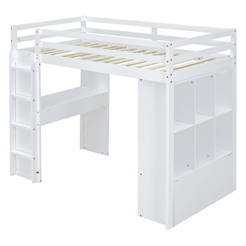 Merax Storage Loft Bed with Writing Desk