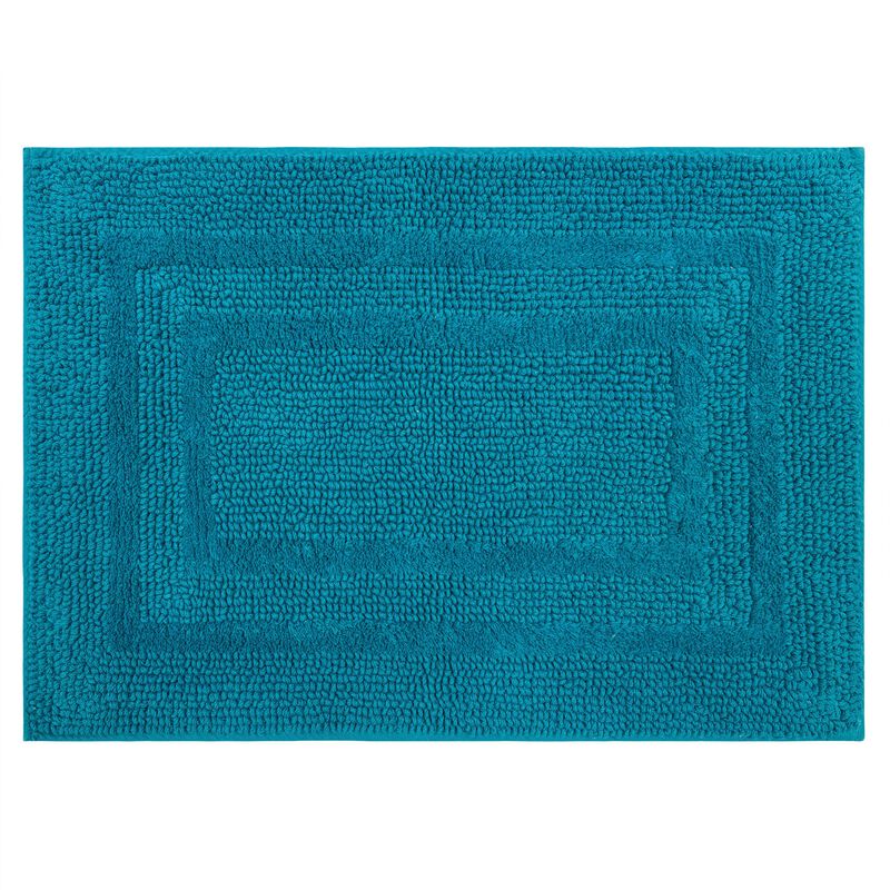 Cotton Reversible Fiesta Teal 1' 5" x 2' Bath Mat