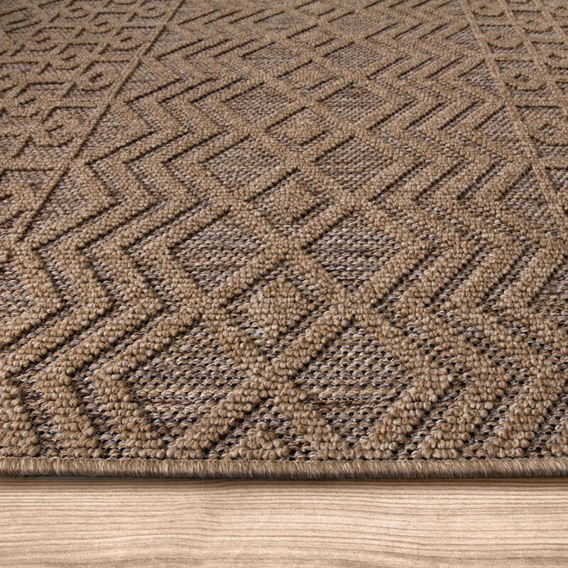 Designer Outdoor Rug with Modern Atzec Pattern