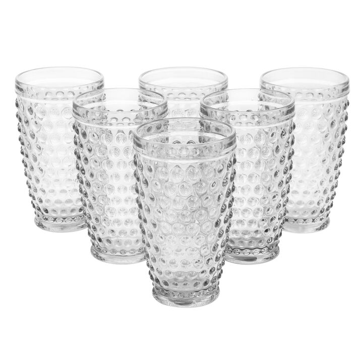 Martha Stewart 6 Piece Hobnail Handmade Glass Tumbler Set in Clear