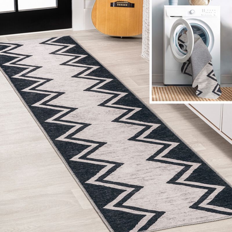 Siksak Modern Chevron Border Area Rug