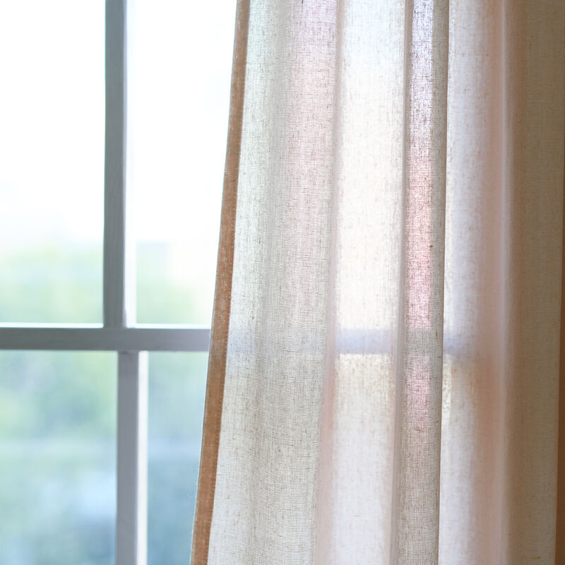 Burlap Knotted Tab Top Window Curtain Panels