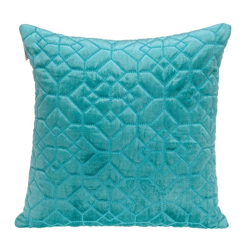 20" Aqua Blue Transitional Quilted Throw Pillow