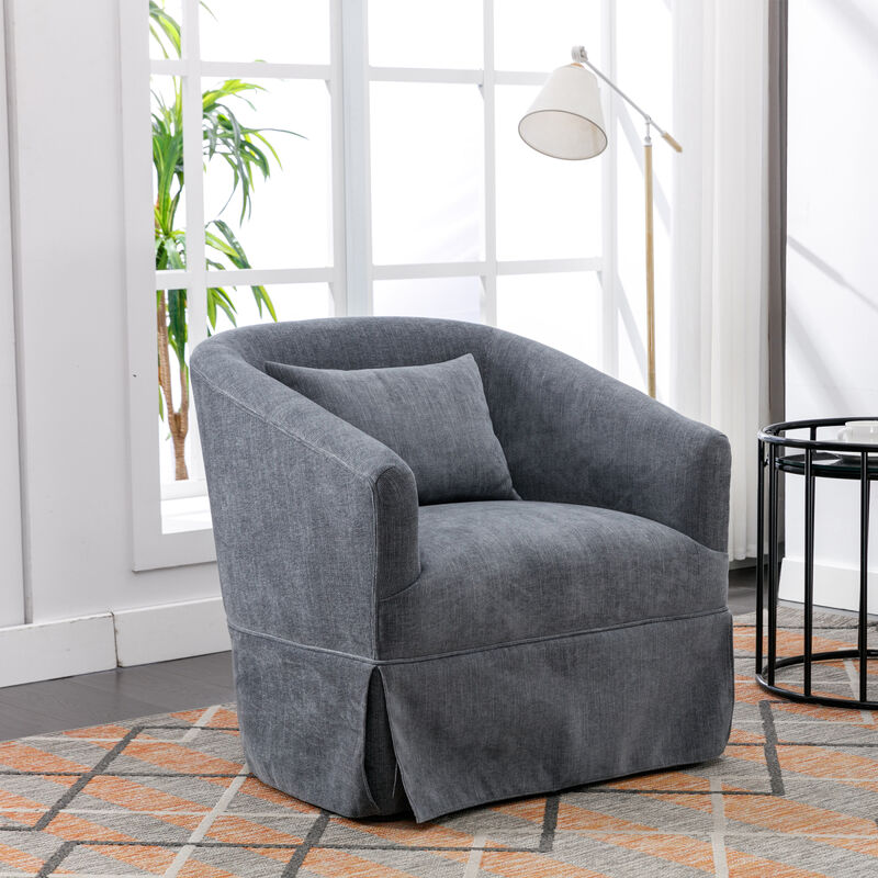 360-degree Swivel Accent Armchair Linen Blend Grey