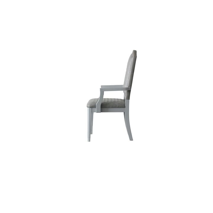 House Marchese ARMCHAIR, Two Tone Gray Fabric & Pearl Gray Finish