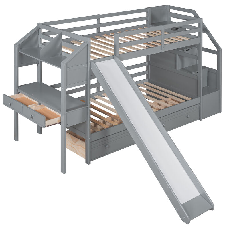 Merax Bunk Bed with Storage Staircase and Drawers