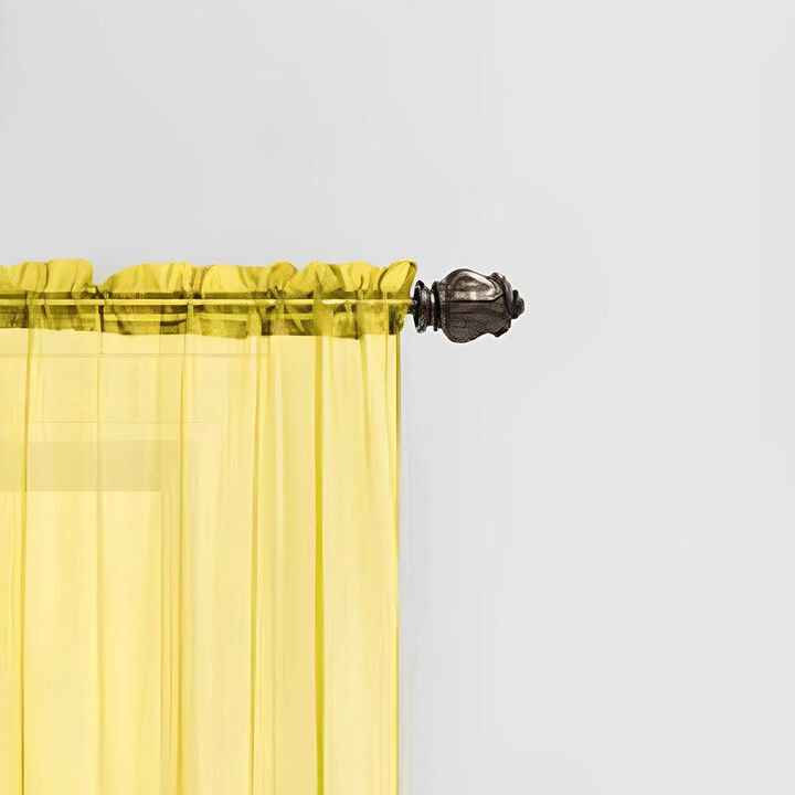 RT Designers Collection Celine Sheer 55 x 90 in. Rod Pocket Curtain Panel Neon Yellow