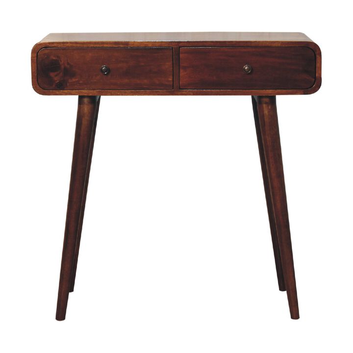 Artisan Furniture Chestnut Curved  Solid Wood 2 Drawer Hallway Table