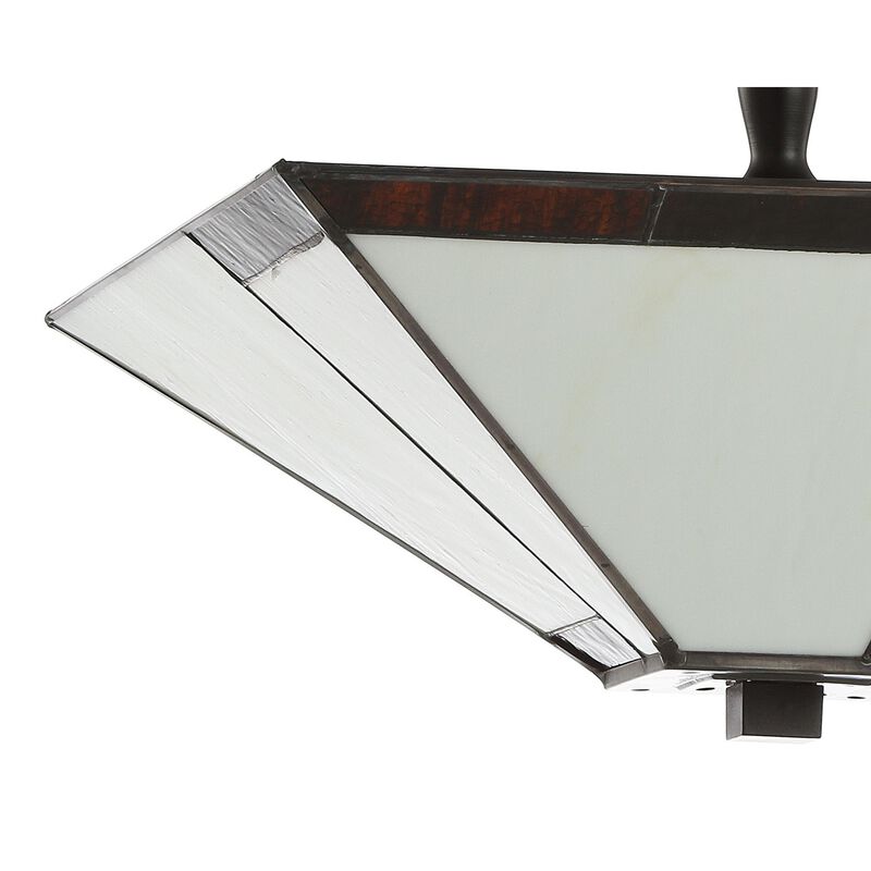 Julian 15.7" Tiffany-Style Glass/Metal LED Semi-Flush Mount, Ivory/Black