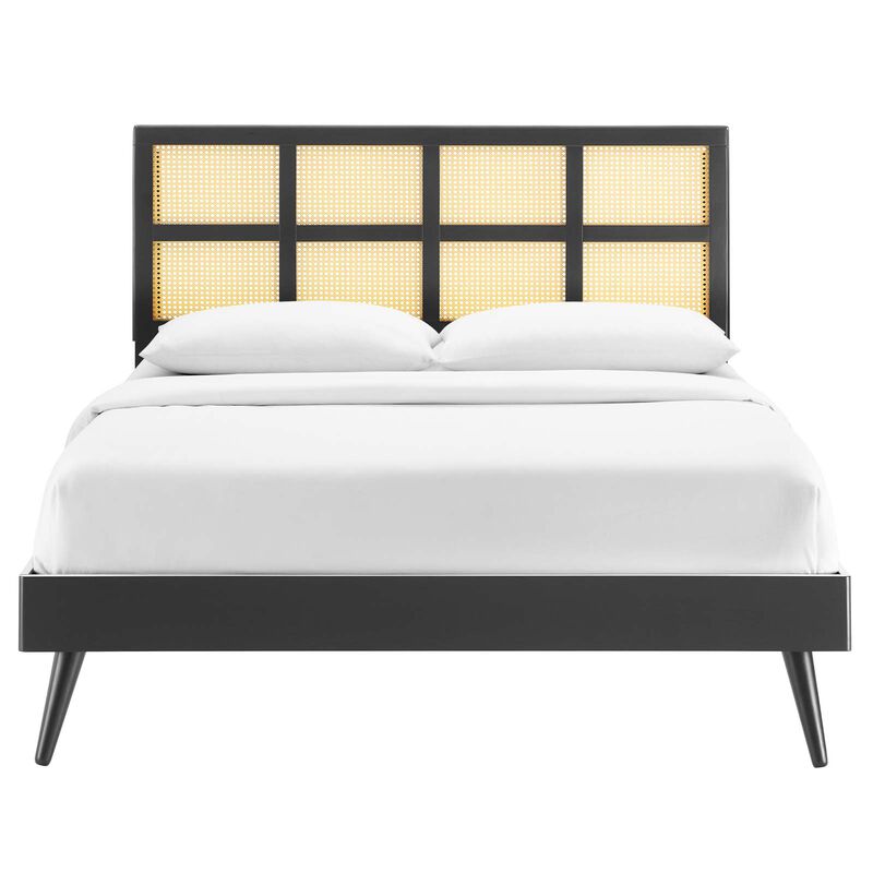 Modway - Sidney Cane and Wood Queen Platform Bed with Splayed Legs