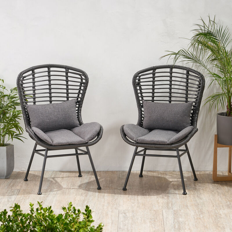 Merax 2 Pieces Outdoor Rattan Patio Chairs Set