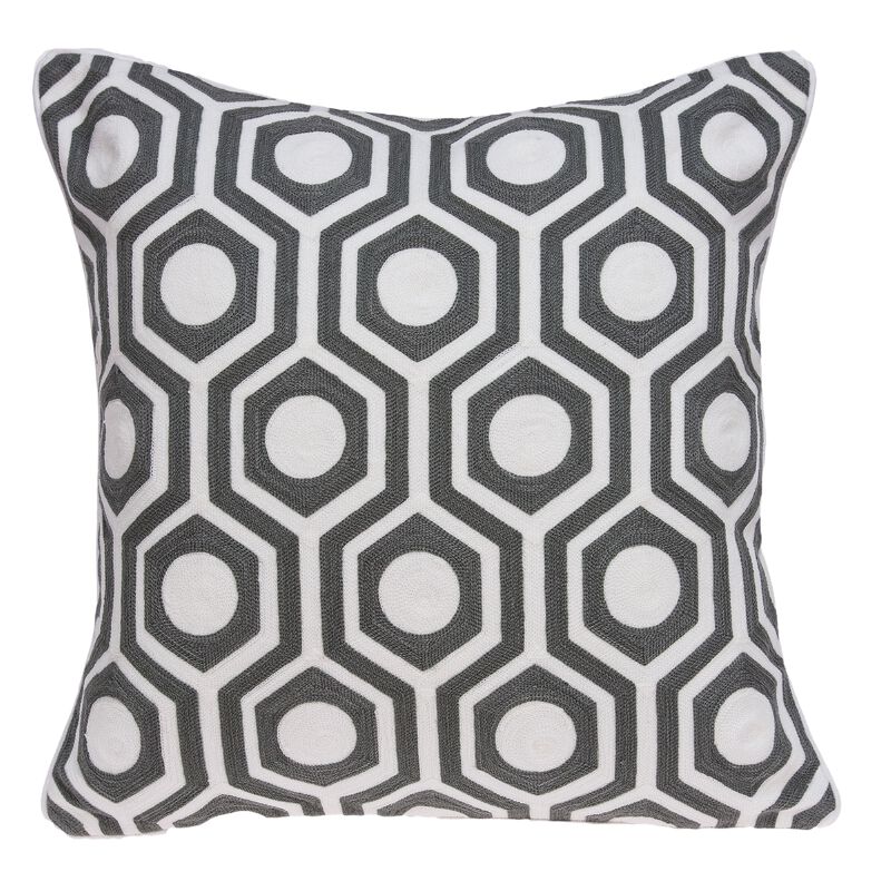 20" Gray and White Hexagonal Shape Throw Pillow