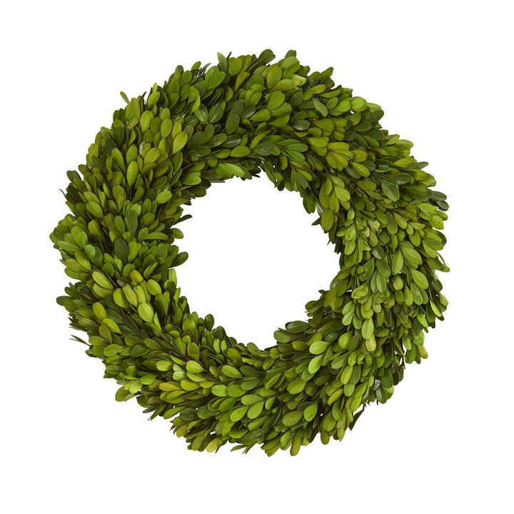 Nearly Natural 14-in Preserved Boxwood Wreath