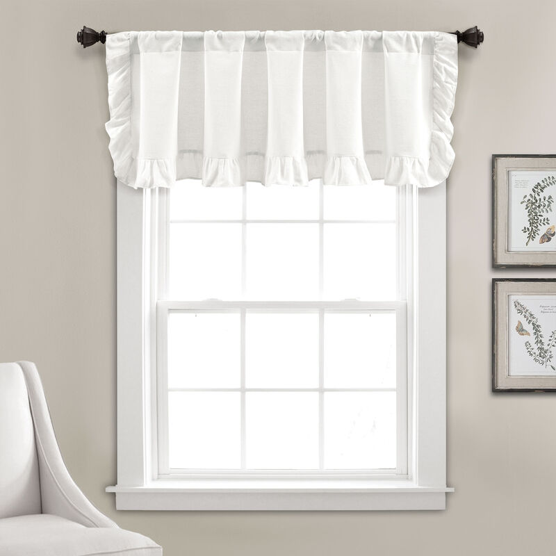 Linen Ruffle Valance Single White 18X58