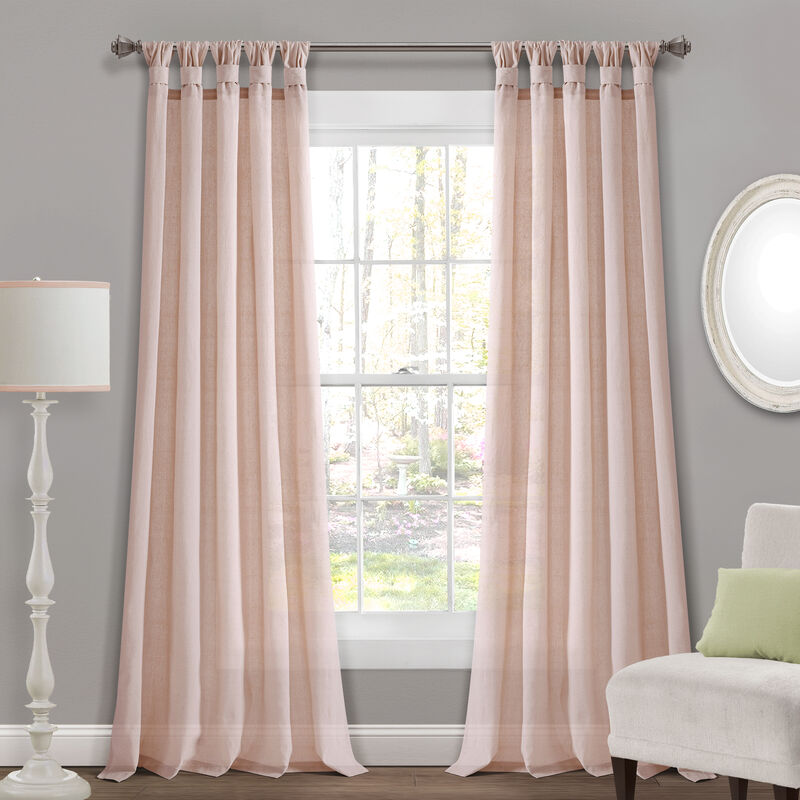 Burlap Knotted Tab Top Window Curtain Panels