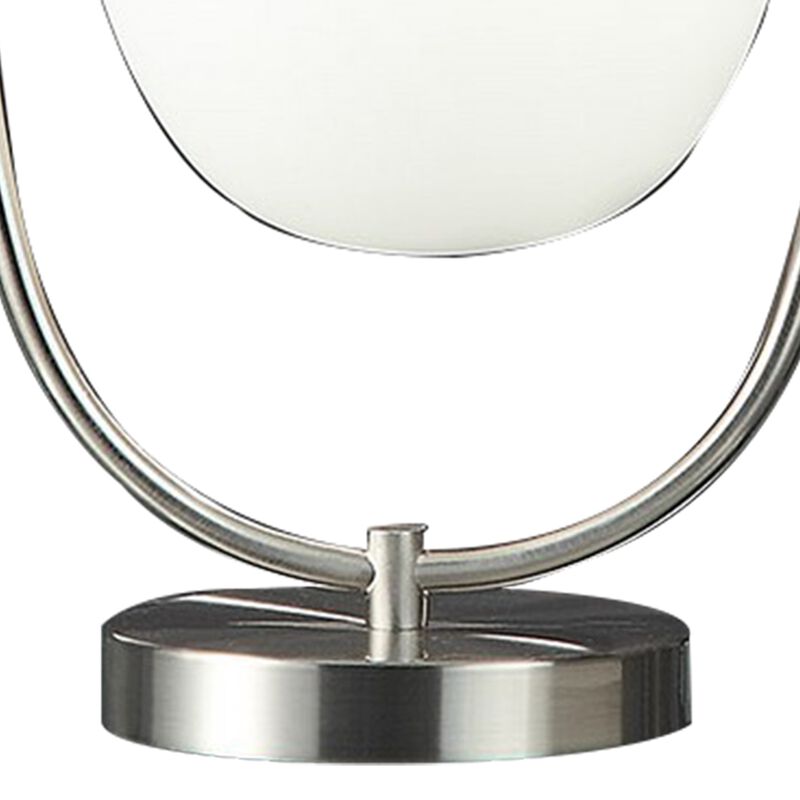 Raze 17 Inch Table Lamp, LED Light, Modern Globe Shade, Metal Body, Silver-Benzara