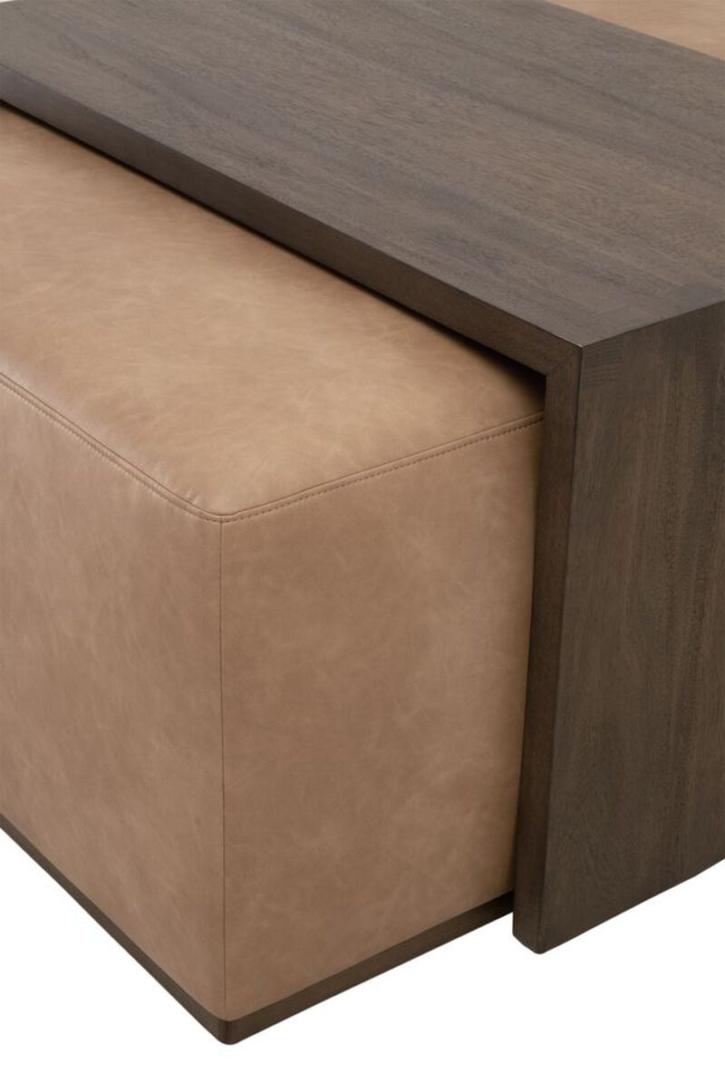 Dovetail Upholstered Coffee Table in Brown