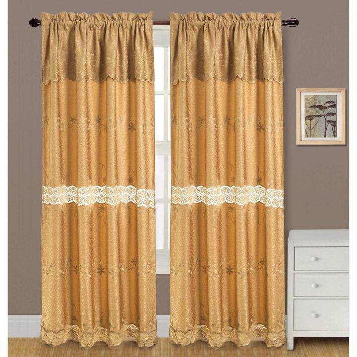 RT Designers Collection Alisa Macrame Rod Pocket Window Room Darkening Panel 54" x 84" Gold