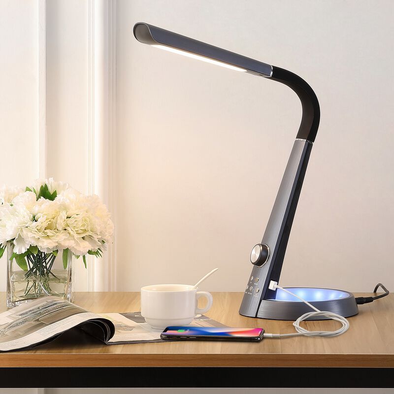 Milton Aluminum Contemporary Minimalist Adjustable Head Dimmable USB Charging LED Task Lamp