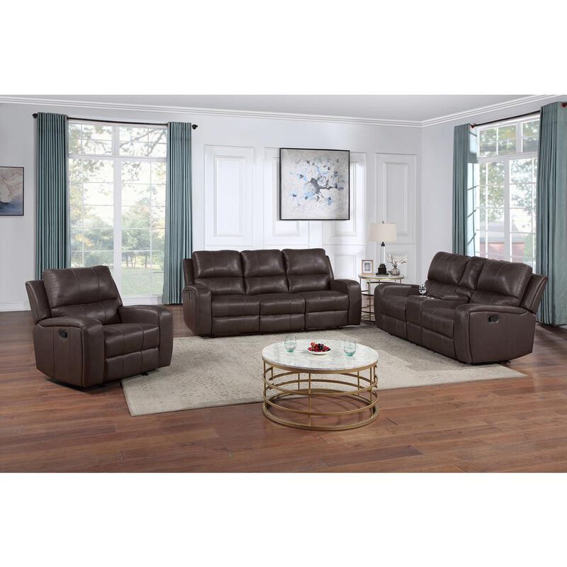 New Classic Furniture Linton Leather Sofa W/Dual Recliner-Brown