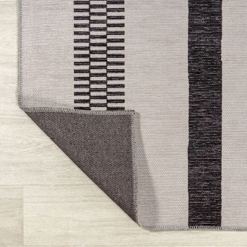 Vichy Geometric Striped Machine Washable Area Rug