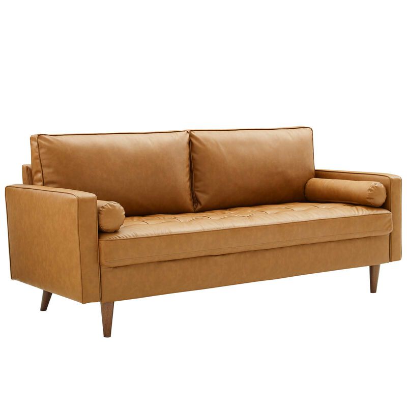 Valour Upholstered Faux Leather Sofa Brown