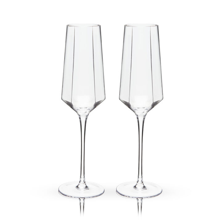 Seneca Diamond Crystal Champagne Flutes Set of 2