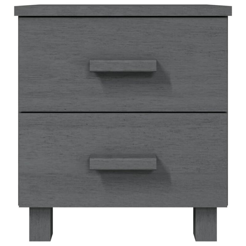 vidaXL HAMAR Solid Pinewood Bedside Cabinets, Dark Gray, 15.7"x13.8"x17.5", with Smooth Sliding Drawers