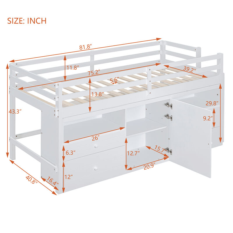 Merax Loft Bed with 4 Drawers