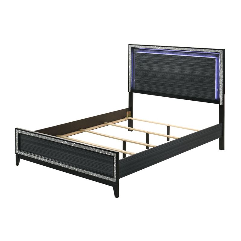 Haiden Eastern King Bed, LED & Weathered Black Finish