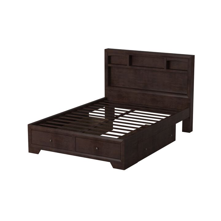 Madison II Queen Bed With Storage, Brown-Benzara