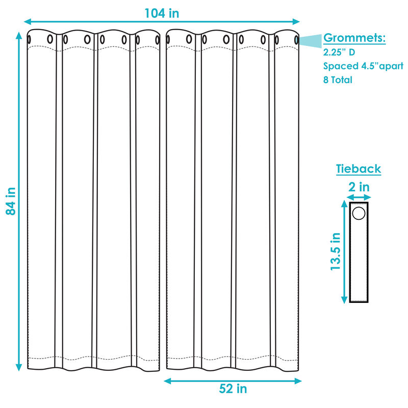 Sunnydaze Set of 2 Curtain Panels with Grommet Top - 52"x84"