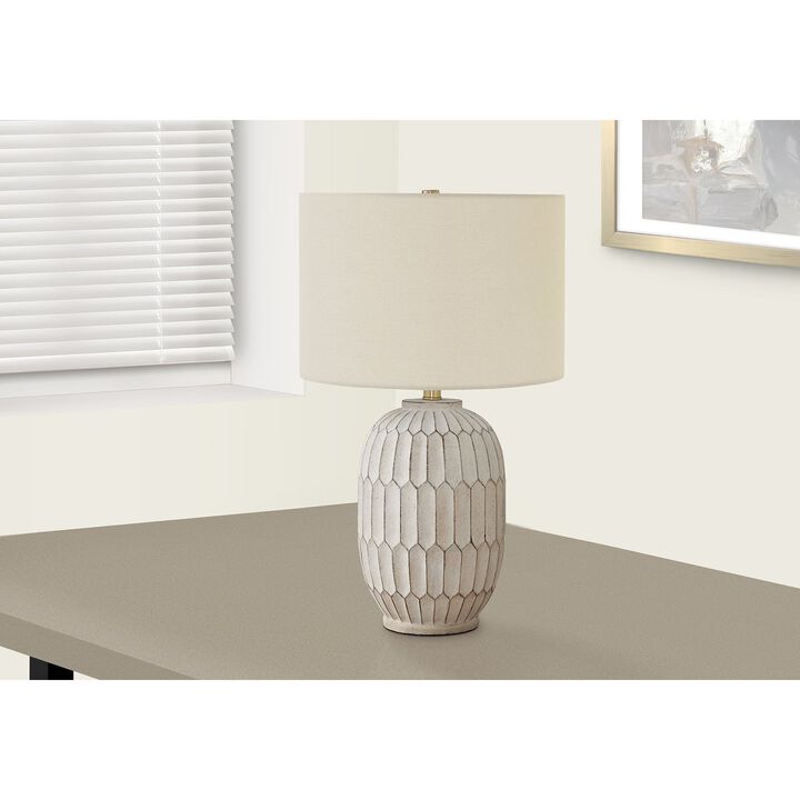 Monarch Specialties I 9720 - Lighting, 24"H, Table Lamp, Cream Resin, Ivory / Cream Shade, Transitiona