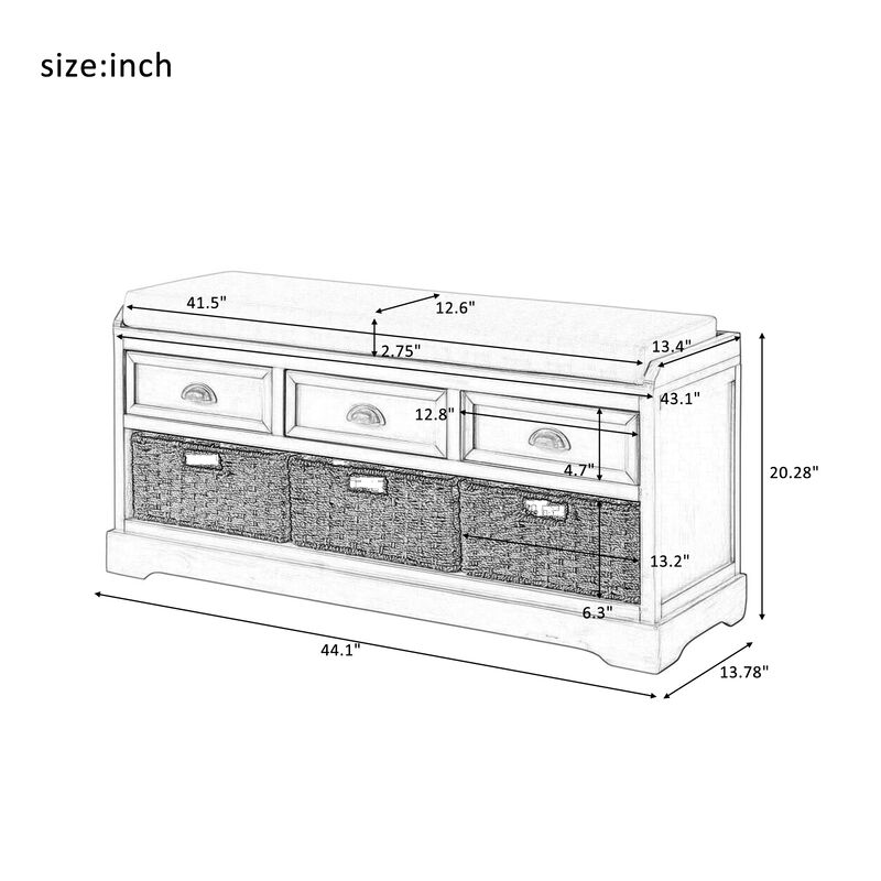 Merax Home Collection  Wood Storage Bench with Cushion