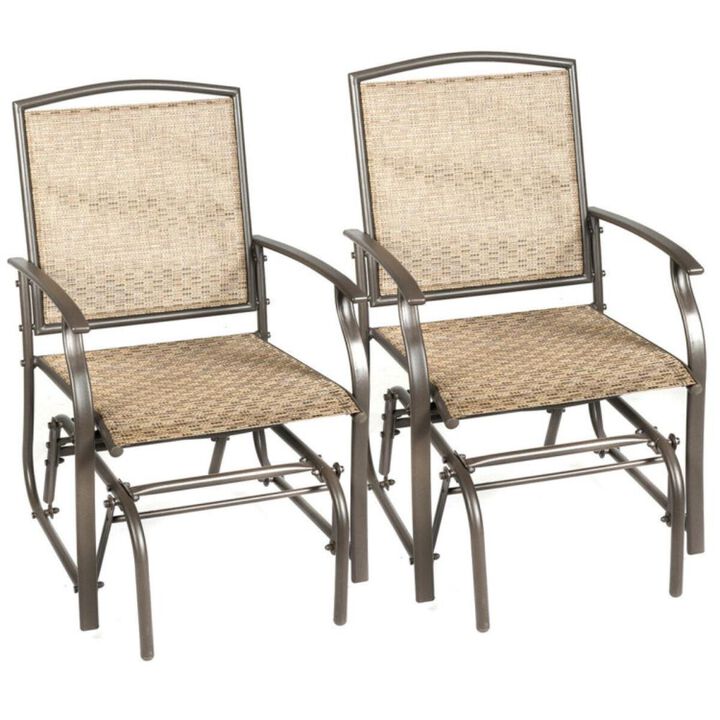 Hivvago 2 Pieces Patio Swing Single Glider Chair Rocking Seating