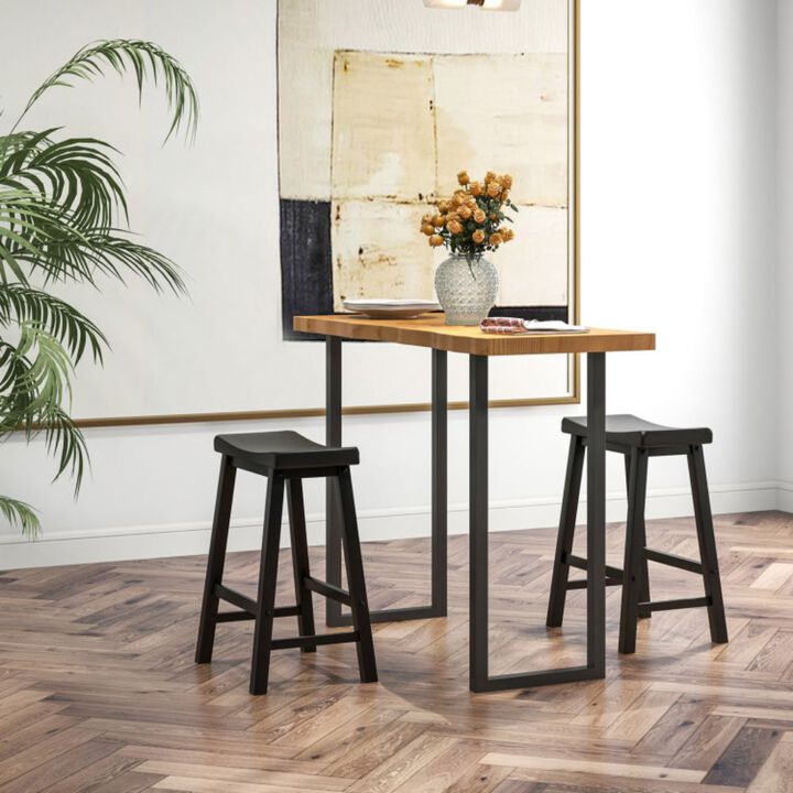 Hivago Set of 2 24 Inch Counter Height Stools with Solid Wood Legs